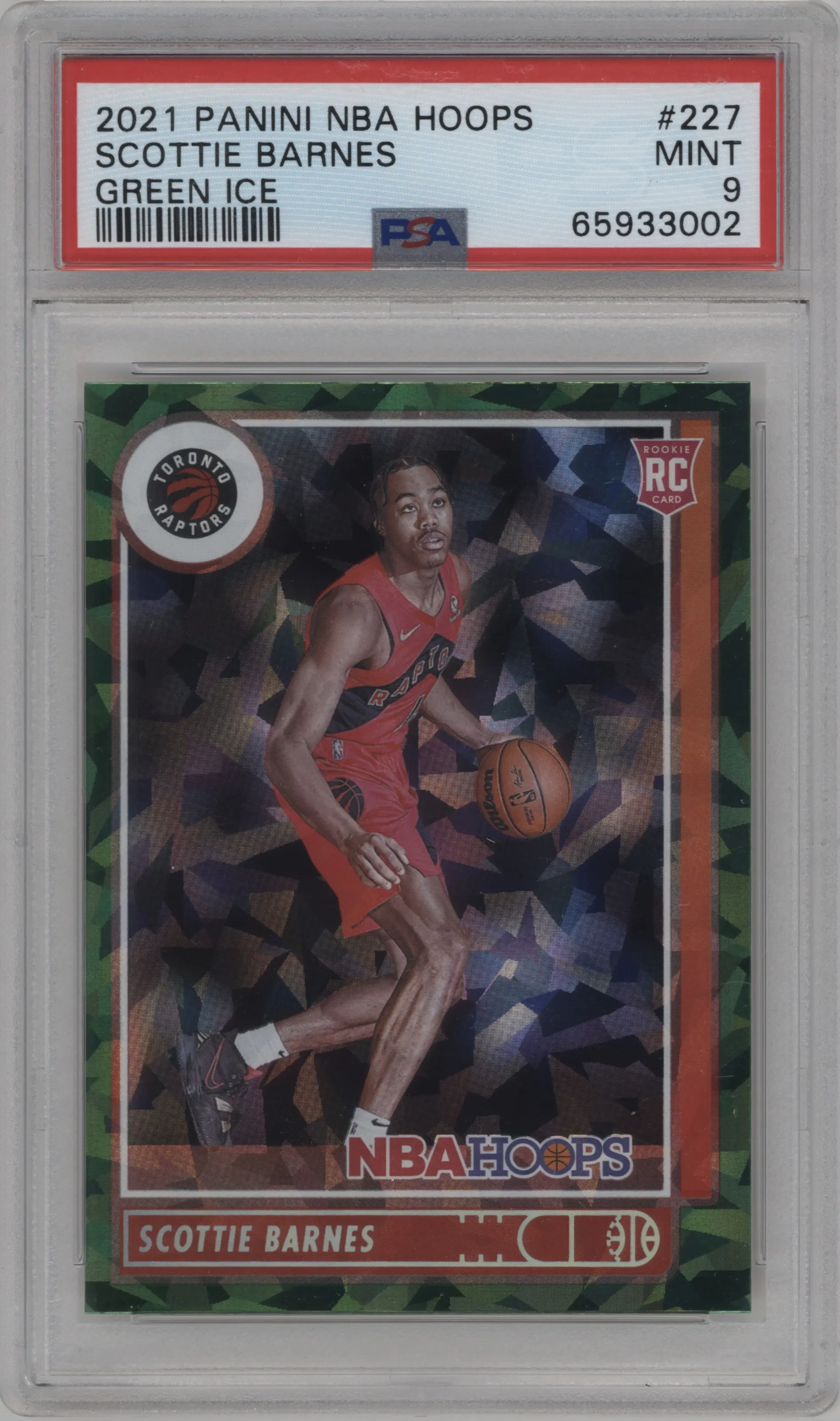 2021 Panini NBA Hoops Scottie Barnes Green Ice #227 PSA 9