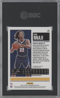 Zeke Nnaji from the 2020-21 Panini Contenders set featuring a Green Shimmer Ticket  parallel graded by SGC and given an overall grade of 9.5.