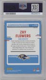 Zay Flowers from the 2023 Donruss Optic set featuring a  Purple Shock parallel graded by PSA and given an overall grade of 10.