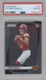 Jayden Daniels from the 2024 Panini Prizm set graded by PSA and given an overall grade of 10.