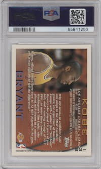 Kobe Bryant  from the 1996-97 Topps set graded by PSA and given an overall grade of 10.