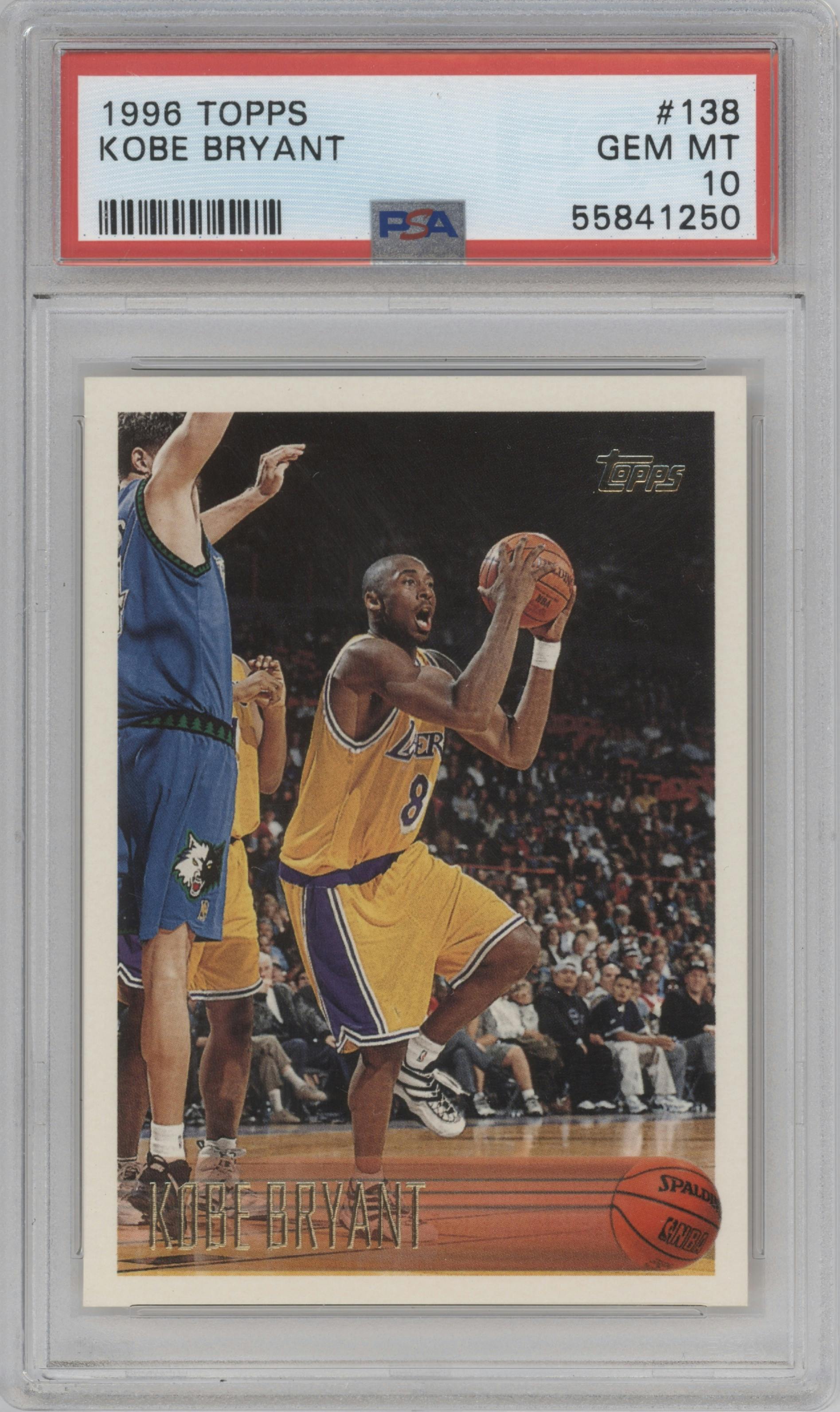 Kobe Bryant  from the 1996-97 Topps set graded by PSA and given an overall grade of 10.