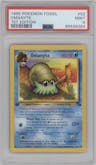  Omanyte from the 1999 Pokemon set graded by PSA and given an overall grade of 9.