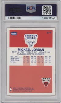 Michael Jordan from the 1996-97 Fleer Ultra set graded by PSA and given an overall grade of 10.