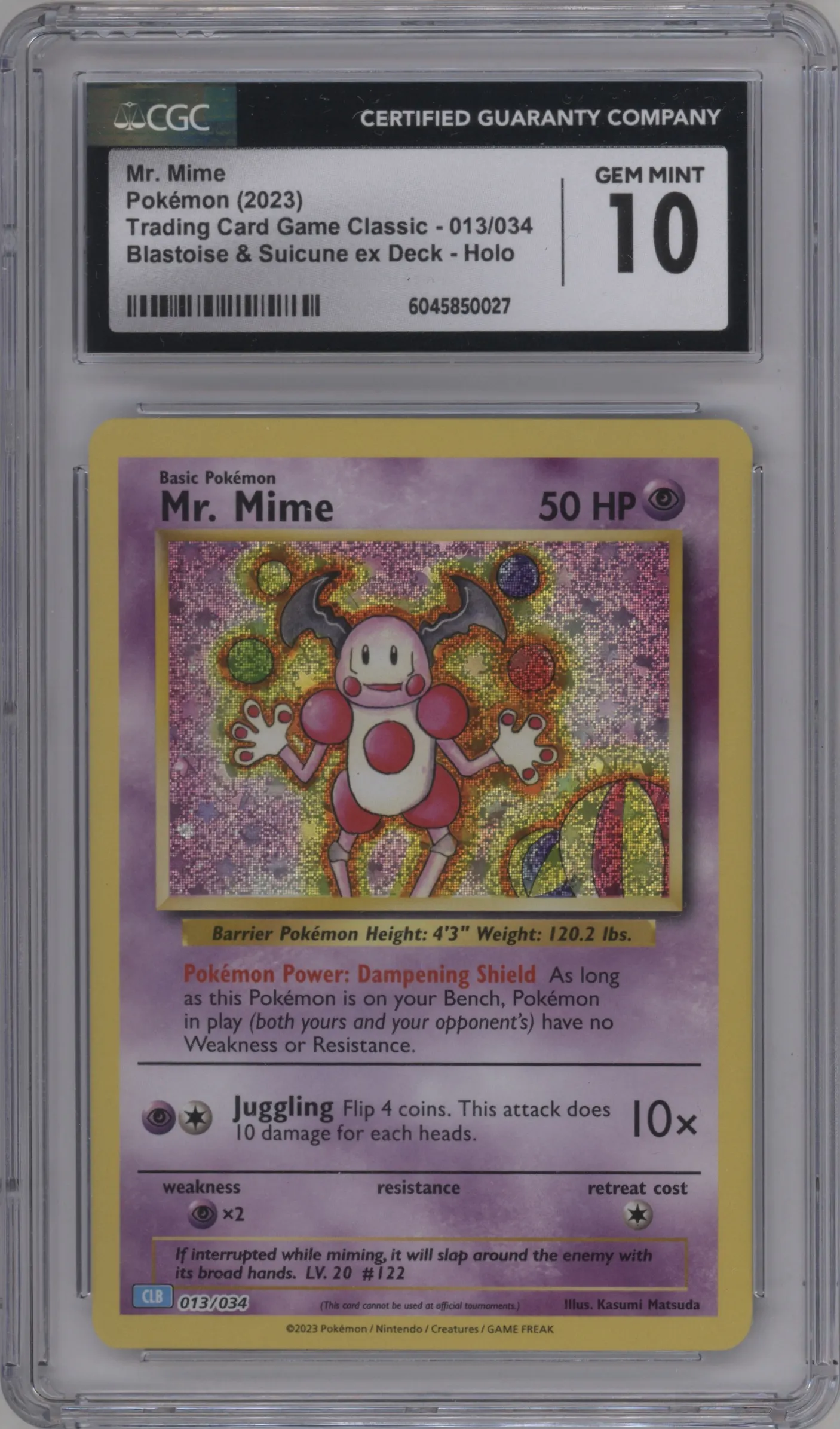 2023 Pokemon CLB Mr. Mime #013 CGC 10