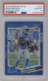 Brian Branch from the 2023 Donruss Optic set featuring a Blue Glitter parallel graded by PSA and given an overall grade of 10.