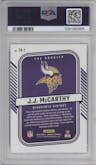 J.J. McCarthy  from the 2024 Donruss set graded by PSA and given an overall grade of 10.