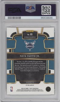 Nick Smith Jr.  from the 2023-24 Panini Select  set featuring a Zebra parallel graded by PSA and given an overall grade of 9.