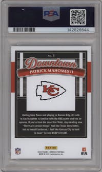 Patrick Mahomes II from the 2025 Panini Donruss set graded by PSA and given an overall grade of 9.