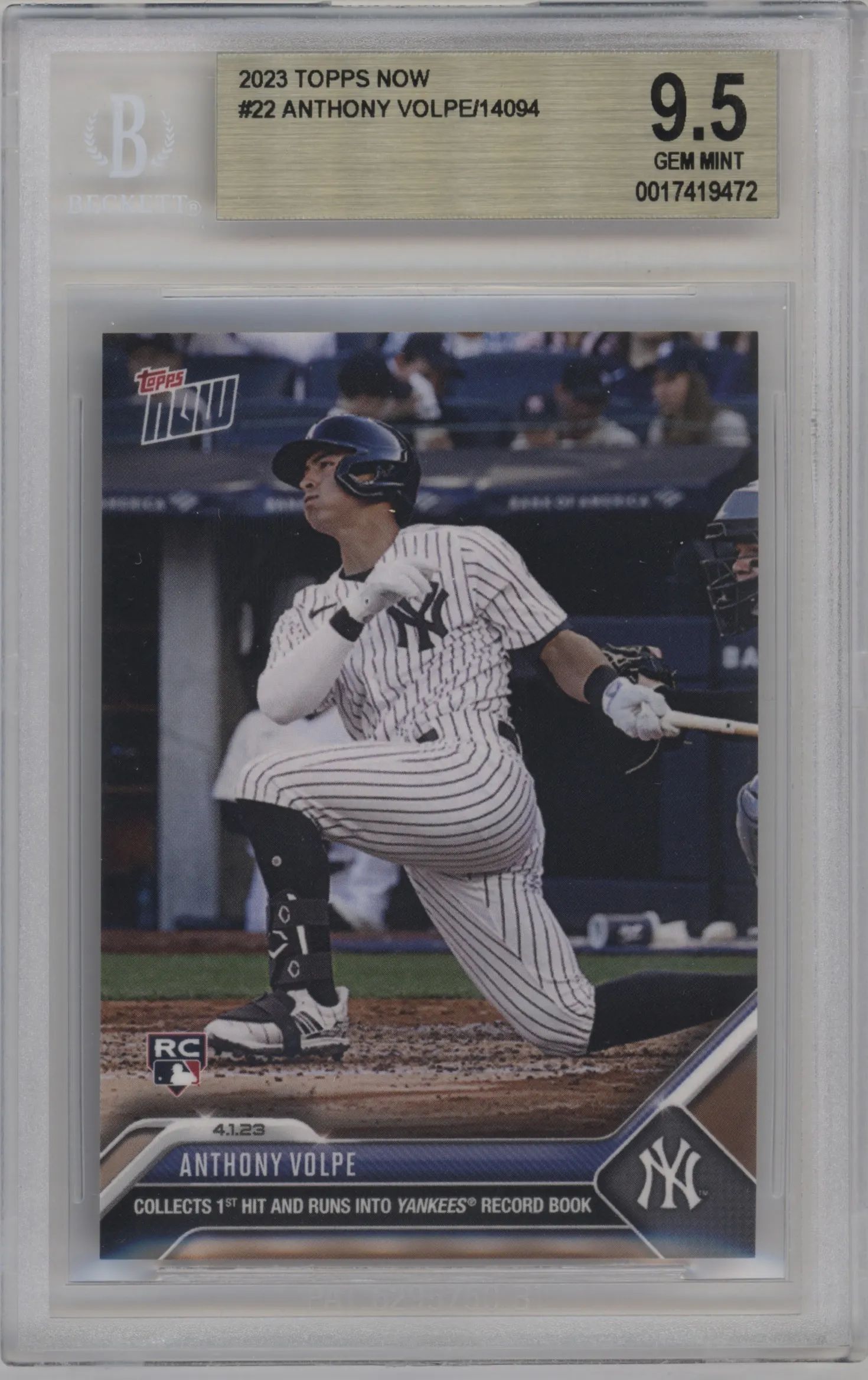 2023 Topps Now Anthony Volpe BGS 9.5