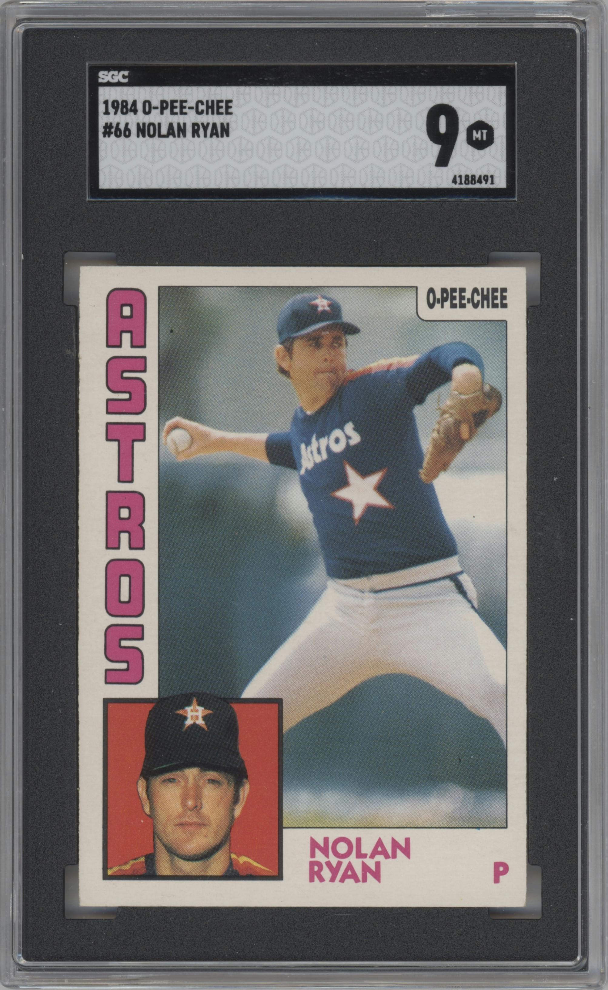Nolan Ryan from the 1984 O-Pee-Chee set graded by SGC and given an overall grade of 9.