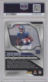 Malik Nabers from the 2024 Panini Prizm set featuring a Purple Pulsar parallel graded by PSA and given an overall grade of 9.