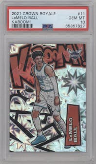 LaMelo Ball from the 2021-22 Crown Royale set graded by PSA and given an overall grade of 10.