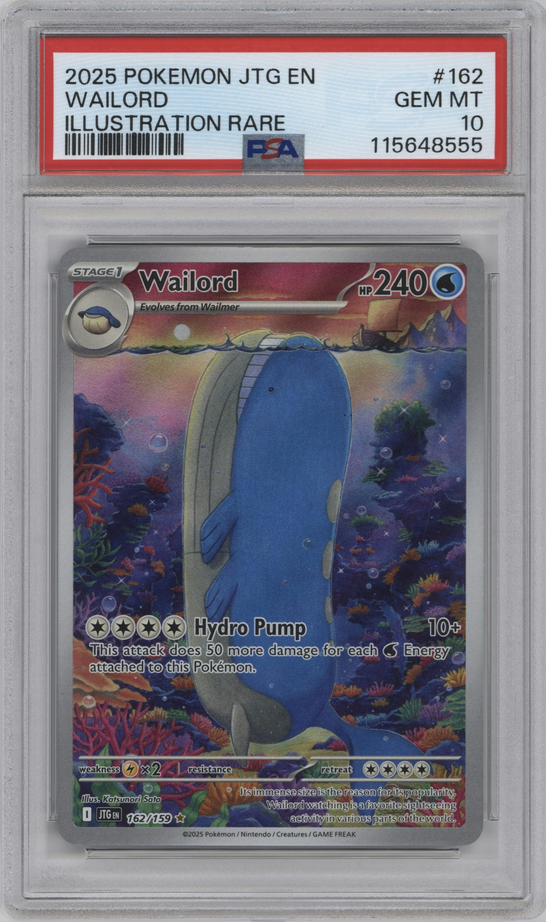 Wailord from the 2025 Pokemon SV set graded by PSA and given an overall grade of 10.