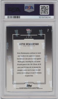 Victor Wembanyama from the 2024-25 Topps Now set graded by PSA and given an overall grade of 10.