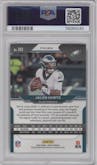 Jalen Hurts from the 2020 Panini Prizm set featuring a Blue Wave parallel graded by PSA and given an overall grade of 10.