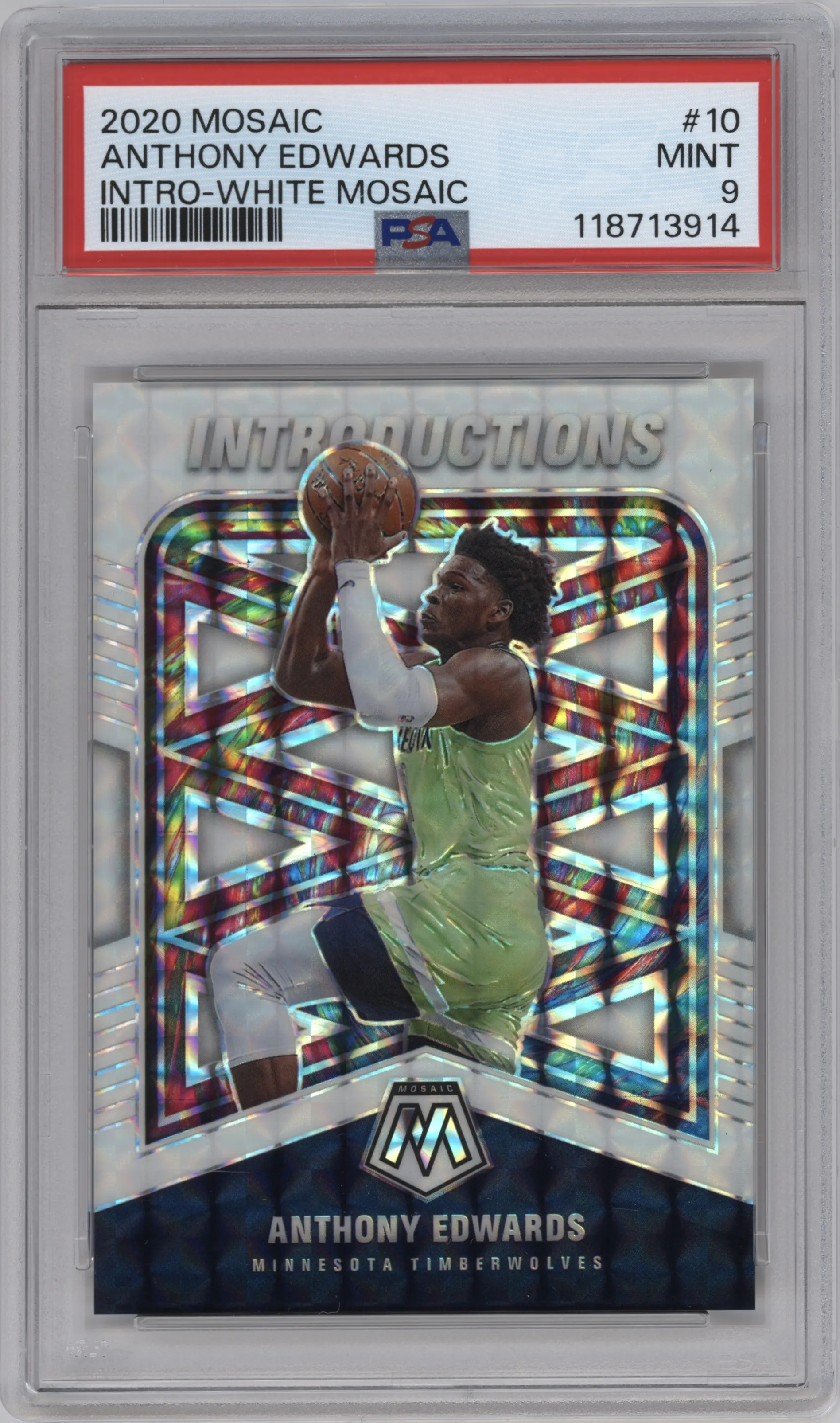 2020 Panini Mosaic Introductions Anthony Edwards White Mosaic #10 PSA 9