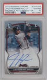 Justyn-Henry Malloy from the 2023 Bowman Chrome set featuring a Refractor parallel graded by PSA and given an overall grade of 10.