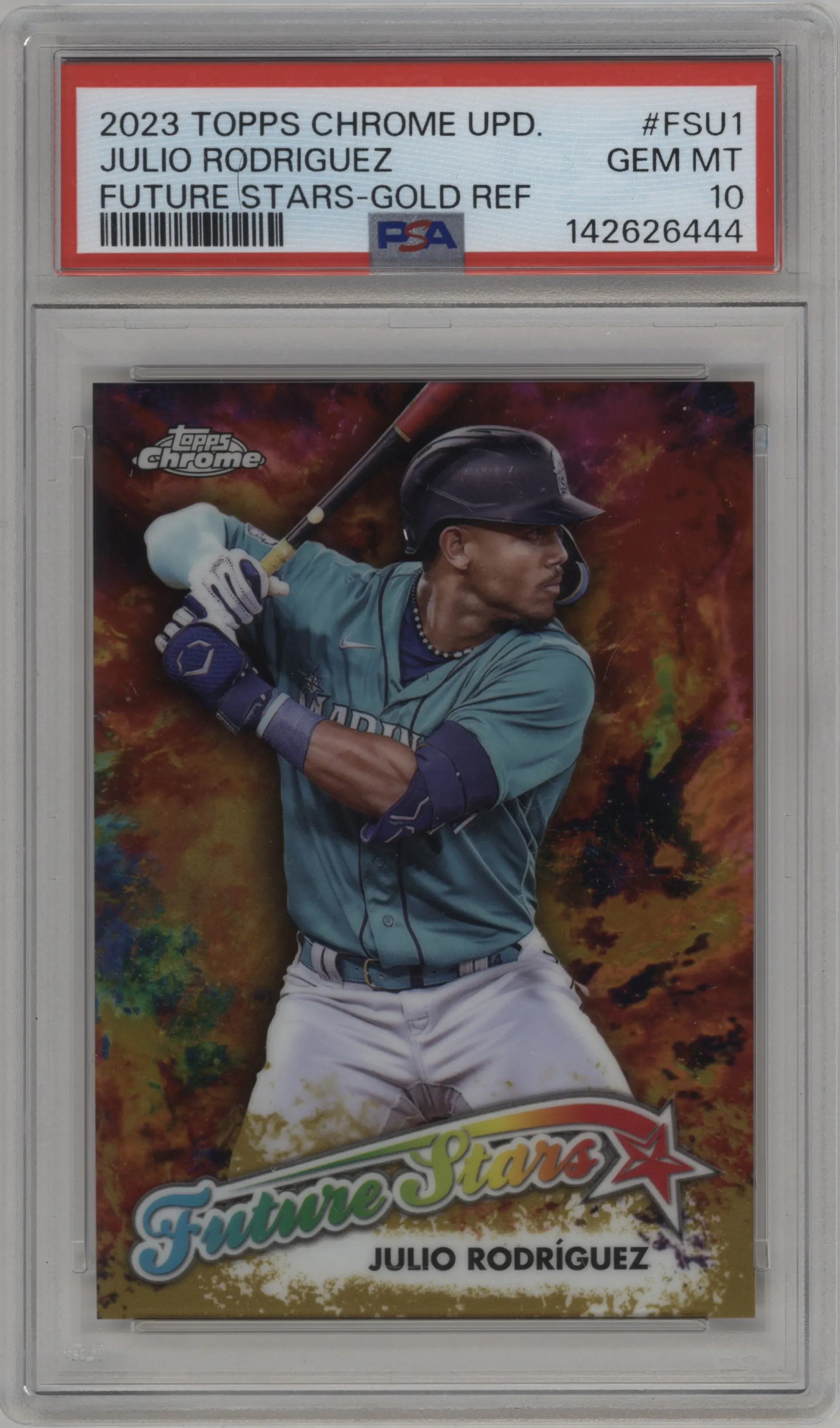 2023 Topps Chrome Update Future Stars Julio Rodriguez Gold Refractor PSA 10