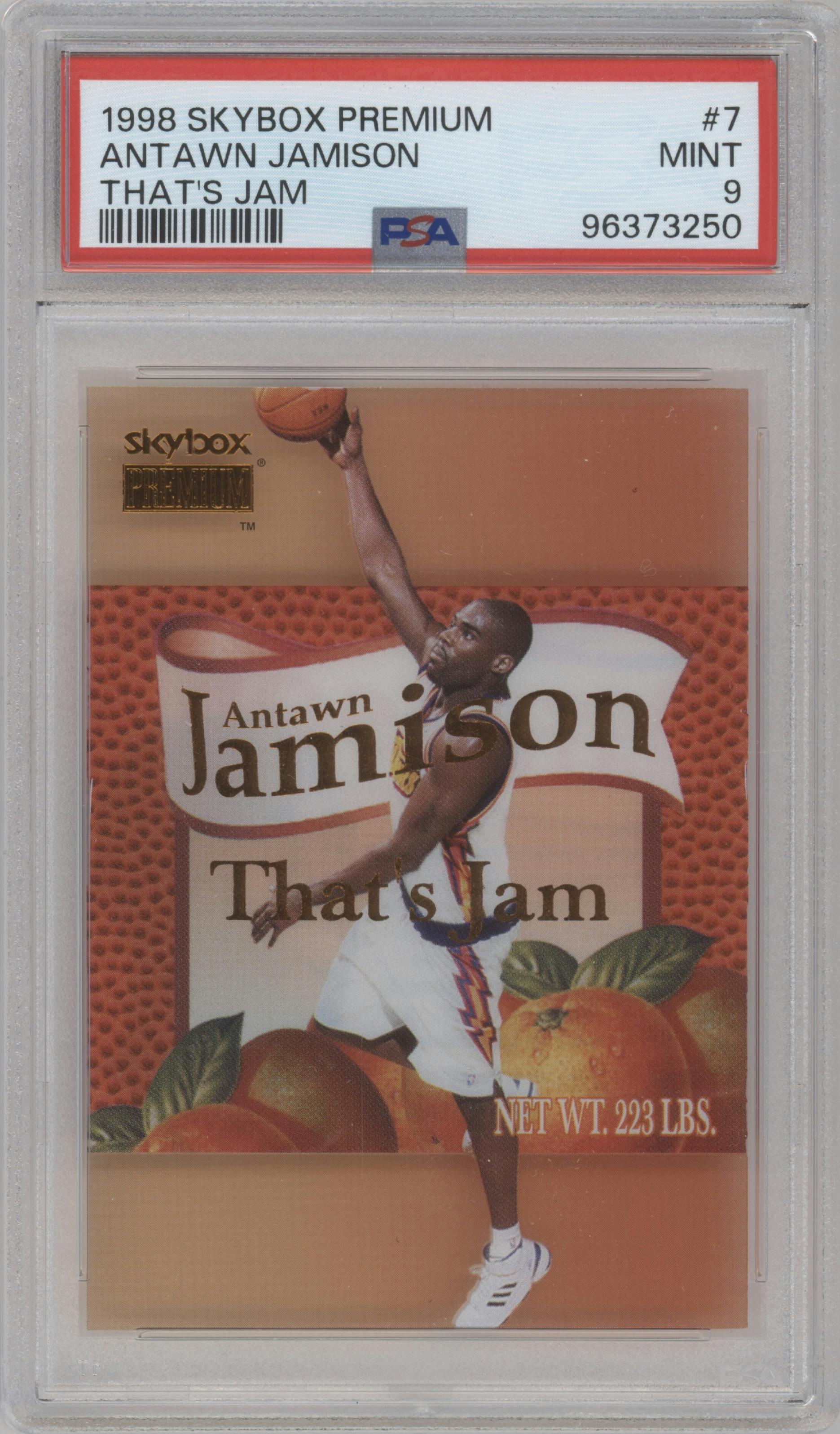 Antawn Jamison from the 1998-99 Skybox Premium set graded by PSA and given an overall grade of 9.
