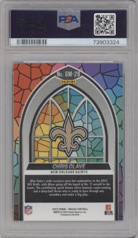 Chris Olave from the 2022 Panini Mosaic set graded by PSA and given an overall grade of 10.