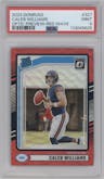 Caleb Williams from the 2024 Donruss set featuring a Red Wave parallel graded by PSA and given an overall grade of 9.