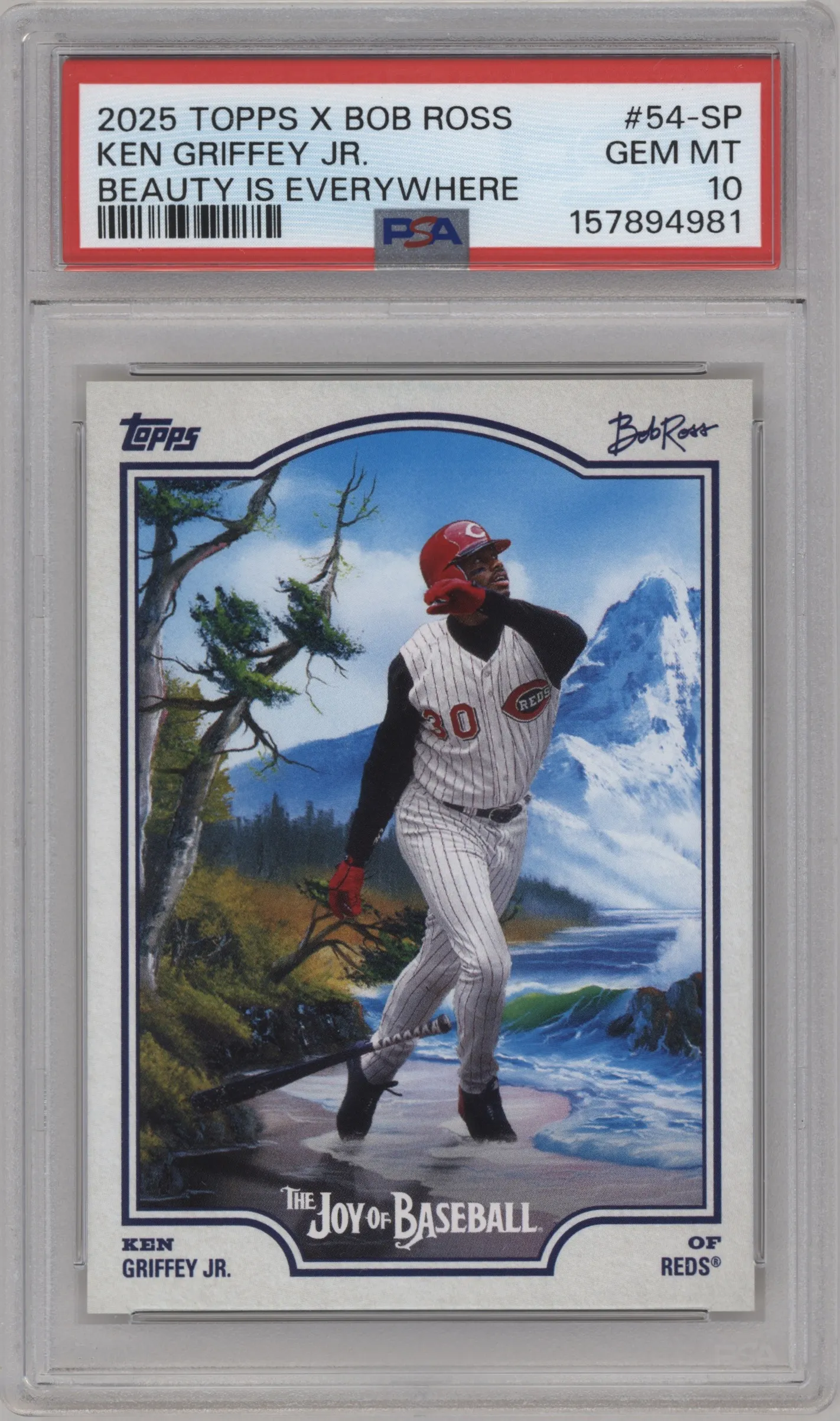 2025 Topps x Bob Ross: The Joy of Baseball Var. Ken Griffey Jr. #54-SP PSA 10