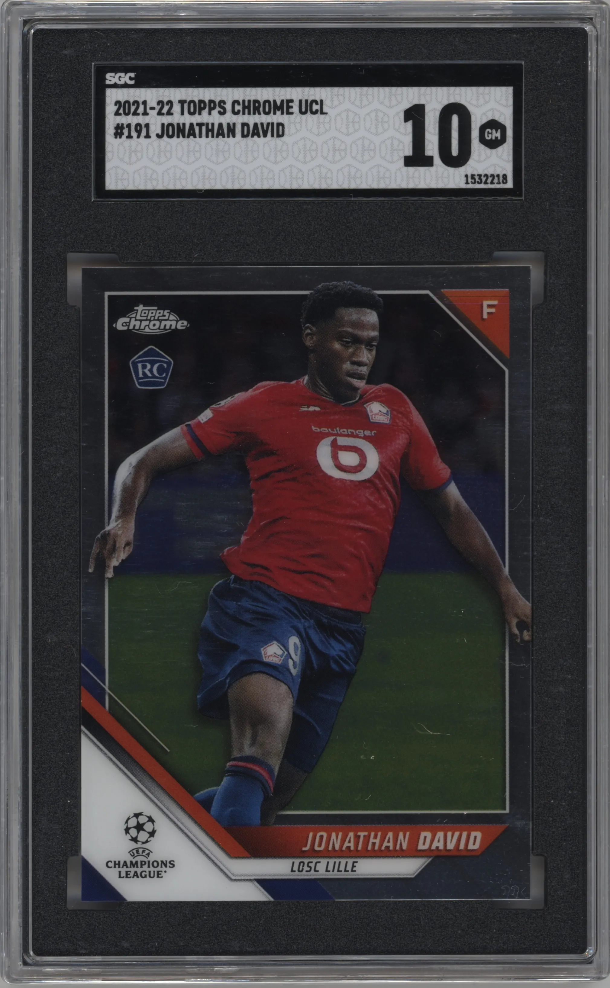 2021 Topps Chrome UEFA Champions League Jonathan David SGC 10
