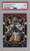 Jordan Love from the 2020 Panini Select set featuring a Tri-Color parallel graded by PSA and given an overall grade of 9.