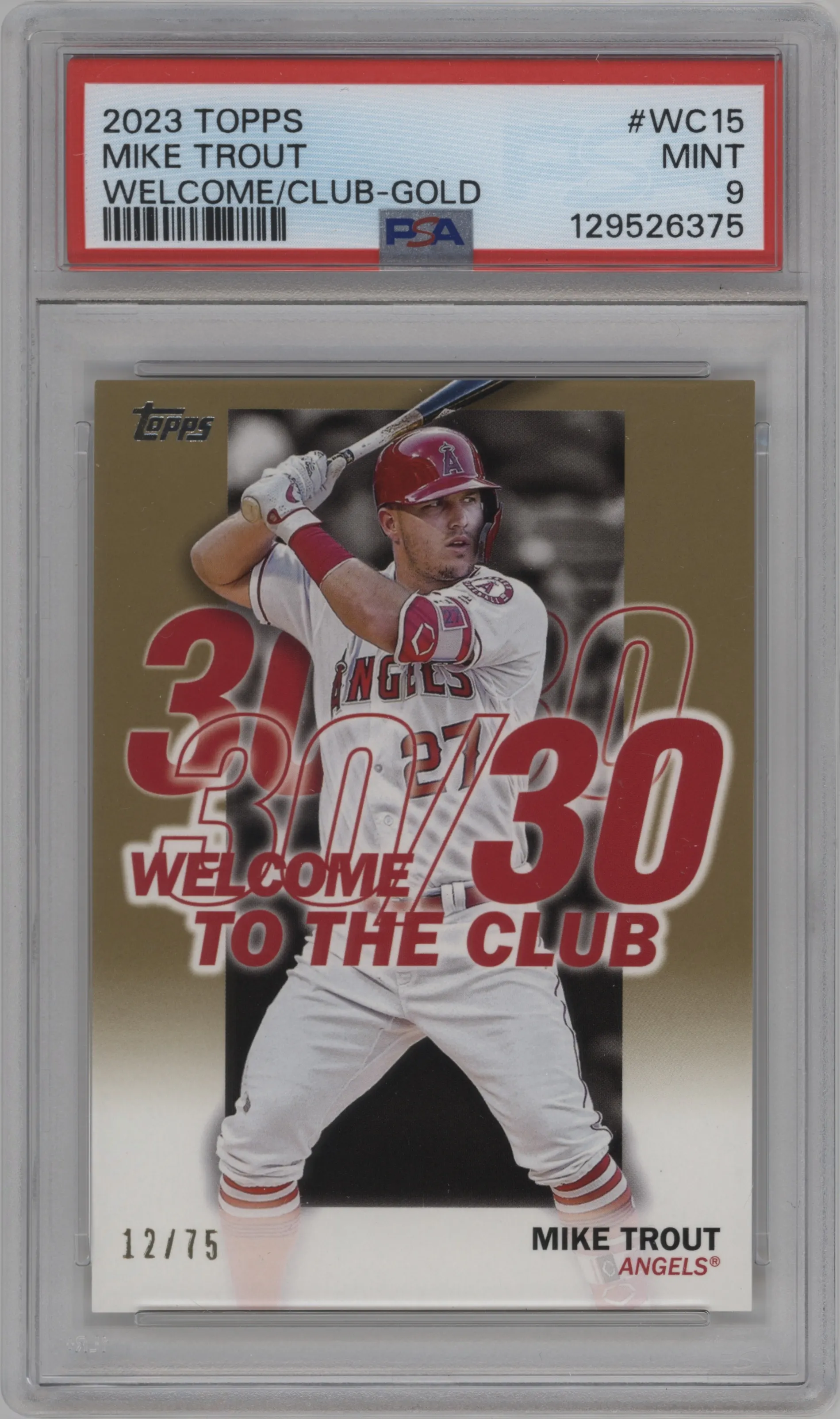 2023 Topps Series 1 WTTC Mike Trout Gold #WC-15 PSA 9