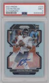 Justin Fields from the 2021 Panini Prizm set graded by PSA and given an overall grade of 9.