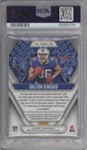 Dalton Kincaid from the 2023 Panini Phoenix set featuring a Yellow Prime parallel graded by PSA and given an overall grade of 9.