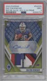 Dalton Kincaid from the 2023 Panini Phoenix set featuring a Yellow Prime parallel graded by PSA and given an overall grade of 9.