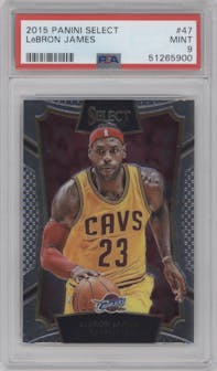 LeBron James from the 2015-16 Panini Select  set graded by PSA and given an overall grade of 9.