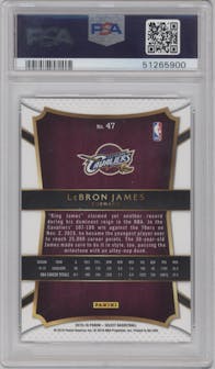 LeBron James from the 2015-16 Panini Select  set graded by PSA and given an overall grade of 9.