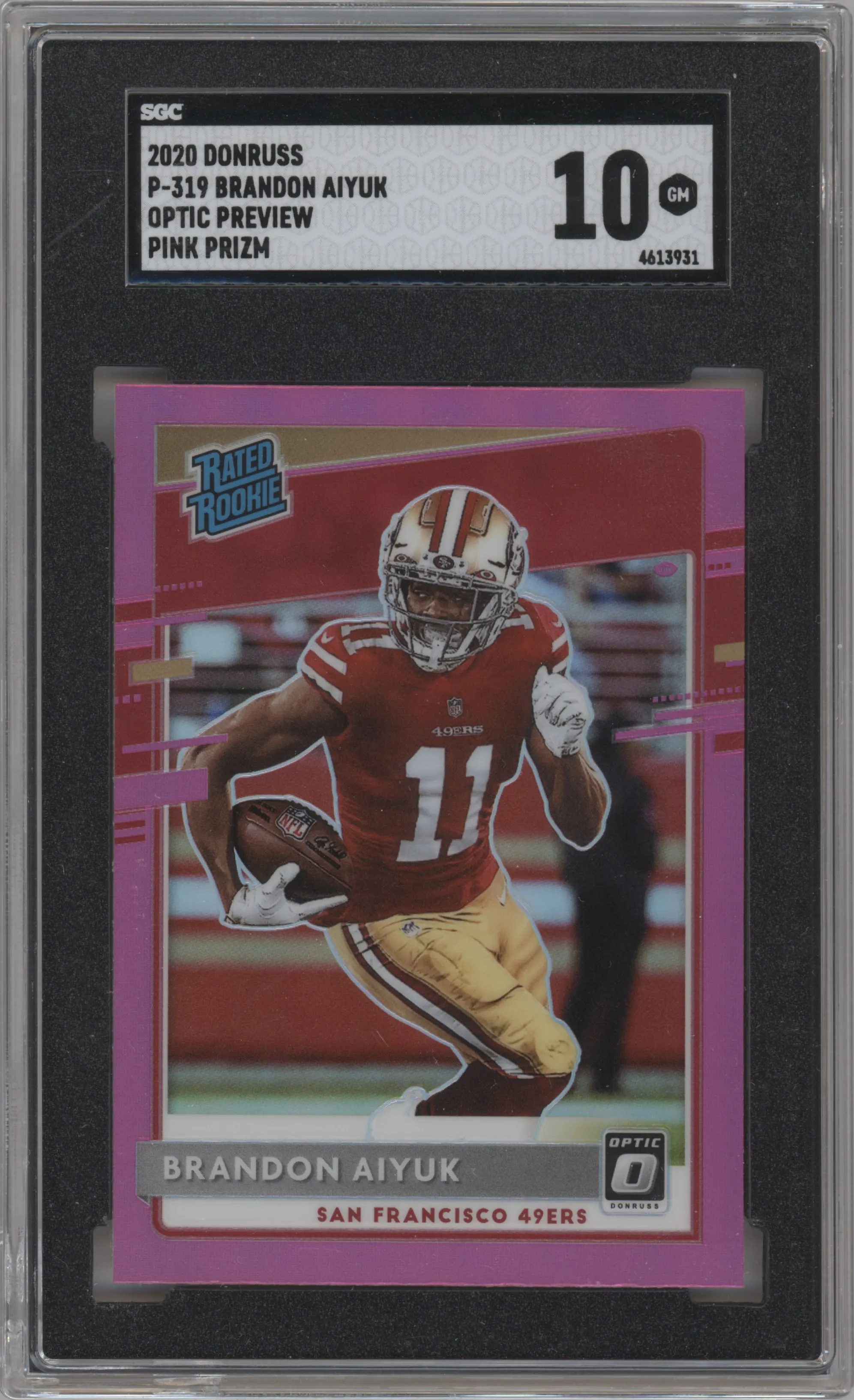 2020 Panini Donruss Opt.Rtd.Rke.Prev. Brandon Aiyuk Pink SGC 10