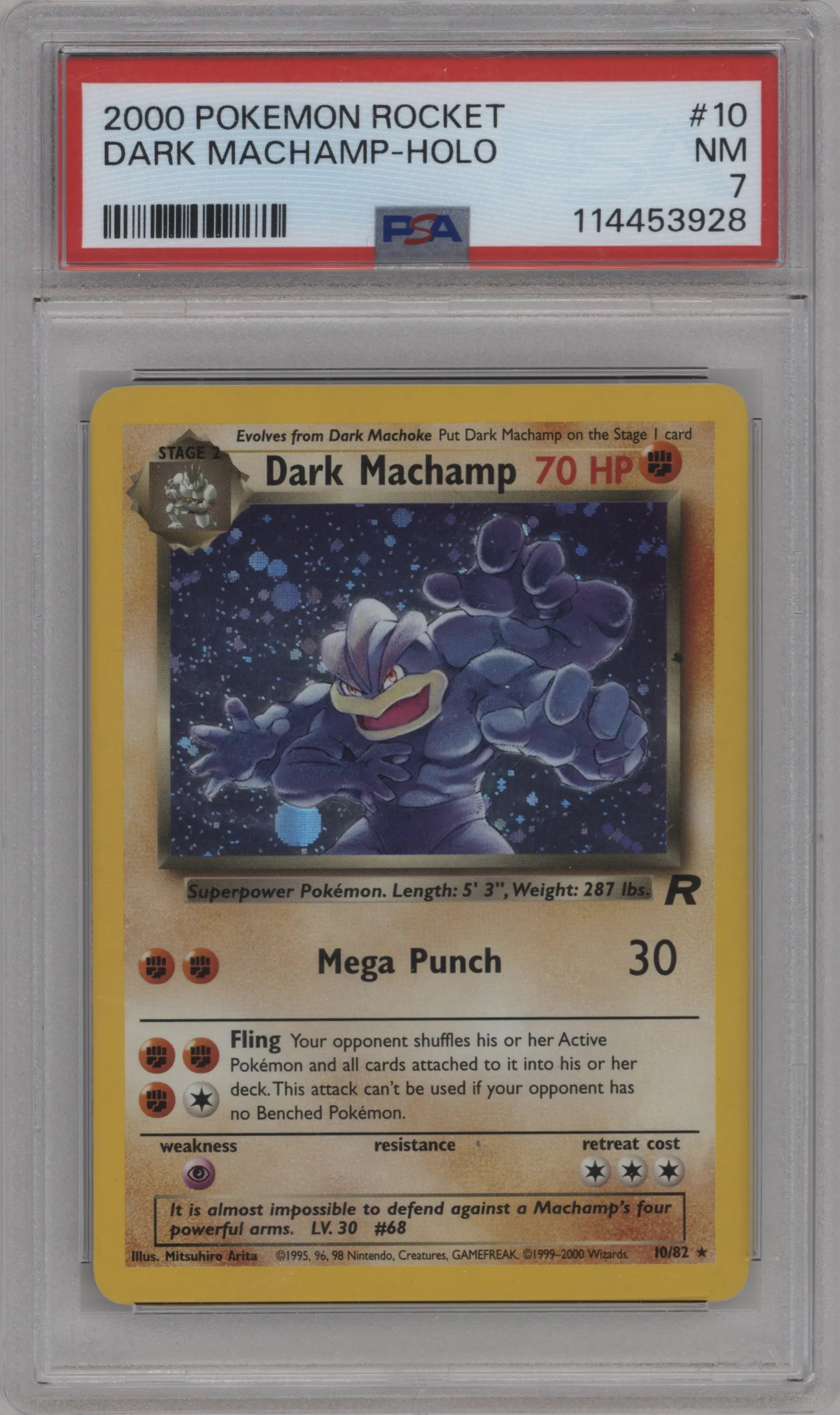 2000 Pokemon Team Rocket Dark Machamp #10 PSA 7