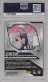 Drake Maye from the 2024 Panini Prizm set featuring a Red White Blue Prizm parallel graded by PSA and given an overall grade of 9.