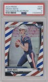 Drake Maye from the 2024 Panini Prizm set featuring a Red White Blue Prizm parallel graded by PSA and given an overall grade of 9.