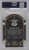 Jordan Love from the 2020 Panini Select set featuring a Die-Cut Tri-Color parallel graded by PSA and given an overall grade of 10.