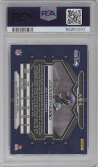 Jaxon Smith-Njigba from the 2023 Panini Mosaic set featuring a Reactive Blue parallel graded by PSA and given an overall grade of 10.