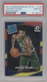 Jayson Tatum from the 2017-18 Panini Donruss Optic set featuring a Red/Yellow  parallel graded by PSA and given an overall grade of 10.