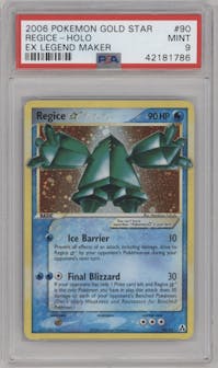 Regice Gold Star from the 2006 Pokemon EX set graded by PSA and given an overall grade of 9.