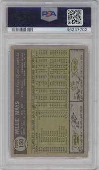 Willie Mays from the 1961 Topps set graded by PSA and given an overall grade of 6.