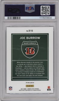 Joe Burrow from the 2021 Panini Donruss Optic set graded by PSA and given an overall grade of 9.
