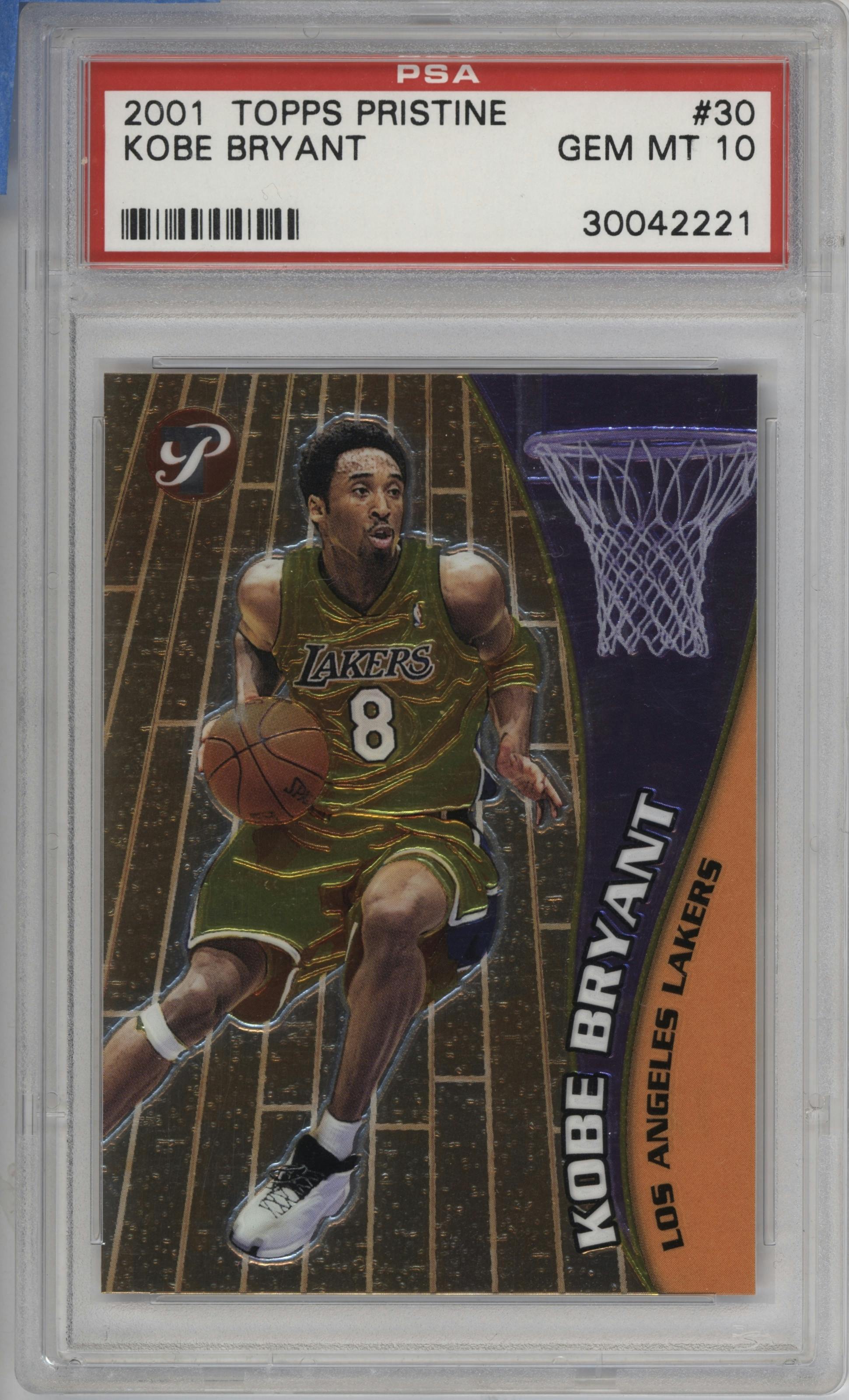 Kobe Bryant  from the 2001-02 Topps Pristine set graded by PSA and given an overall grade of 10.