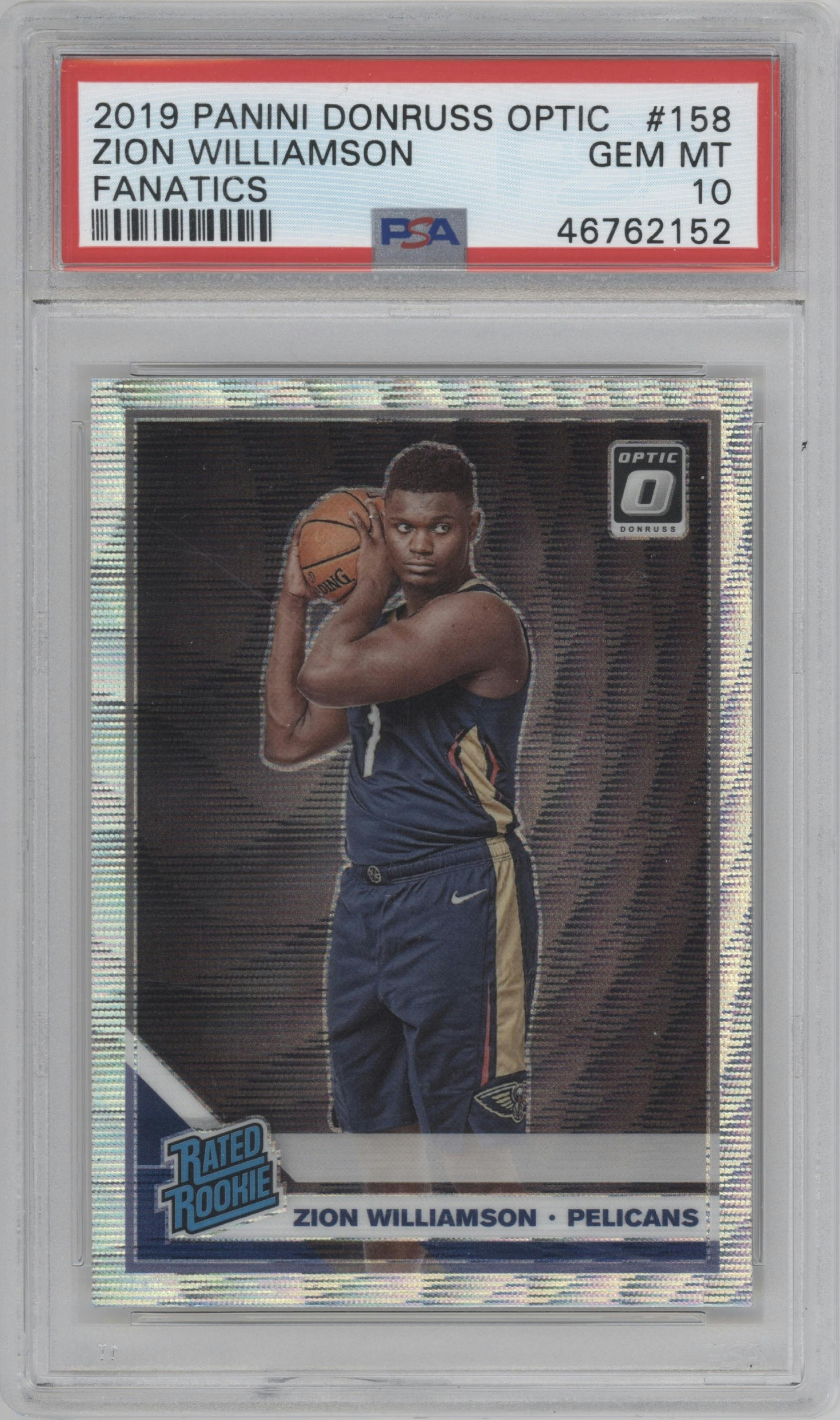 Zion Williamson sold 2019 Optic Rated Rookie PSA 9