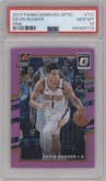 Devin Booker from the 2017-18 Panini Donruss Optic set featuring a Pink parallel graded by PSA and given an overall grade of 10.