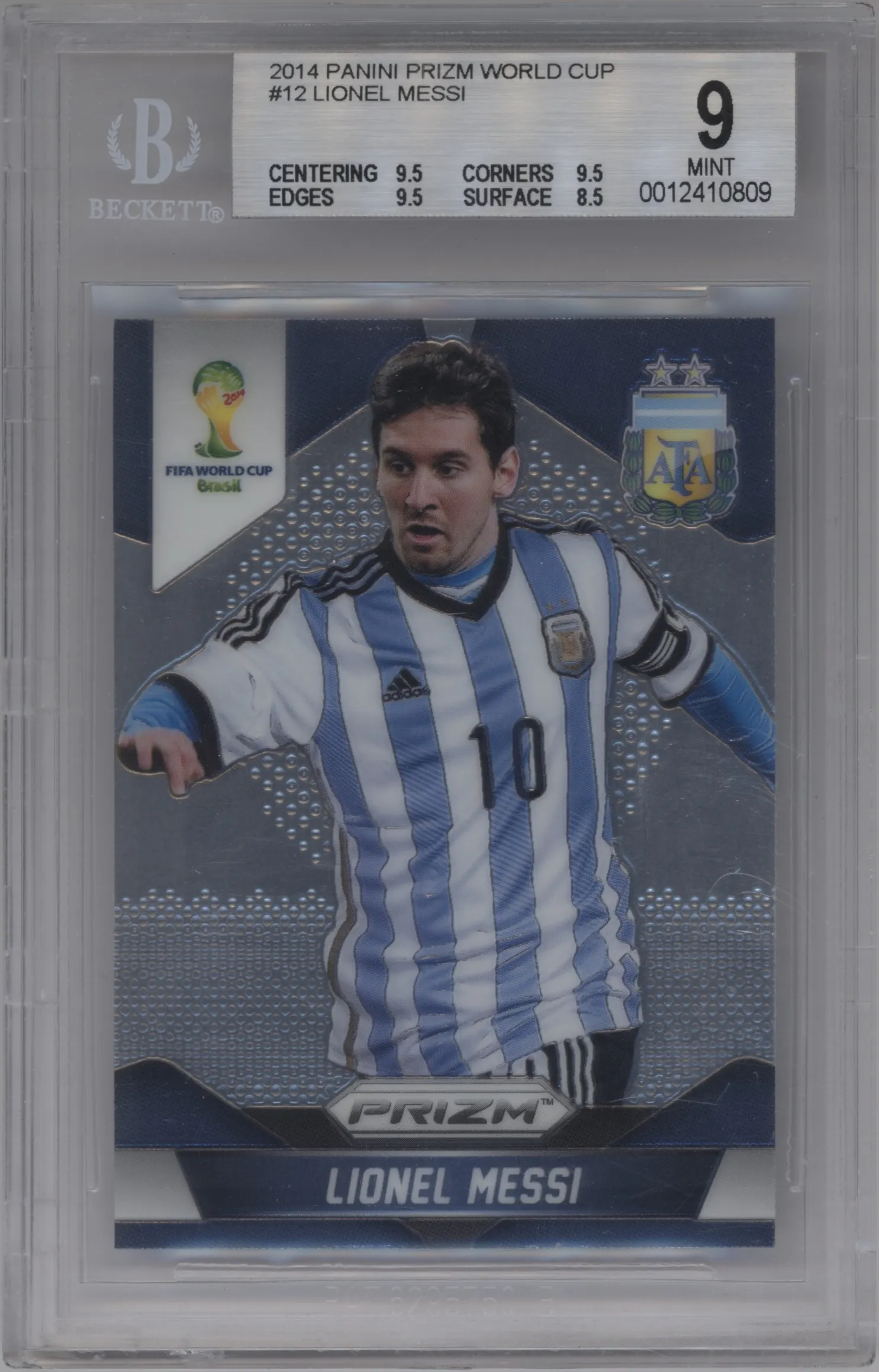 2014 Panini Prizm World Cup Argentina Lionel Messi #12 BGS 9