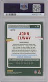 John Elway from the 2023 Donruss Optic set featuring a Gold  parallel graded by PSA and given an overall grade of 9.